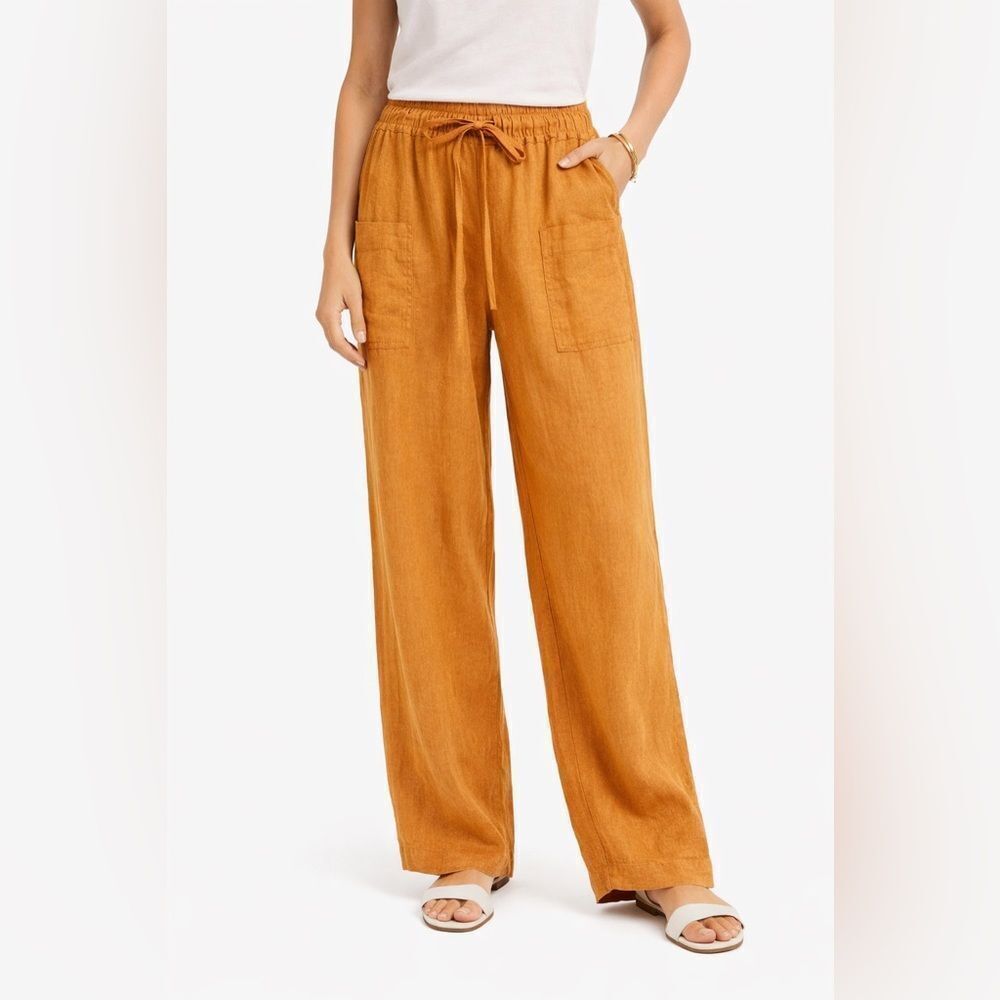 Haight Linen Blend Wide Leg Pants with Drawstring NWOT